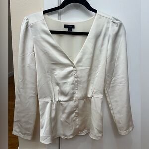 J. Crew Cream V-Neck Blouse